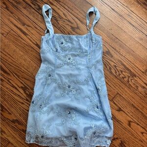Lucy in the Sky Elegant Blue Lace mini dress